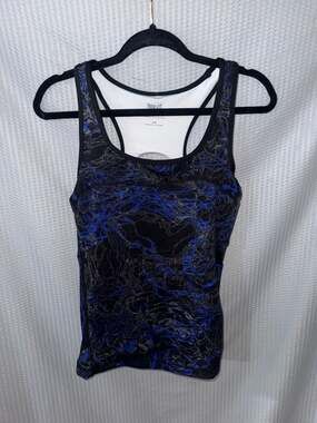 Everlast Women's Racerback Athletic Tank Top Blue and Black Marble Print